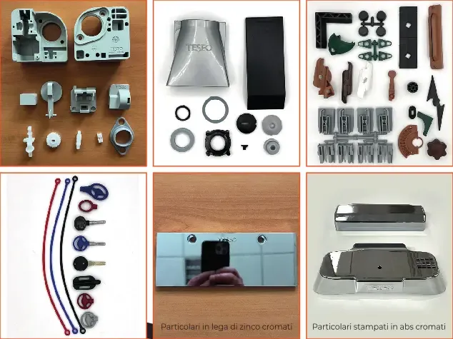 Chrome-plated zinc alloy parts and molded ABS parts