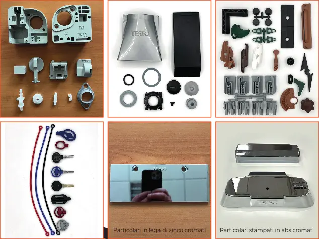 Particolari in lega di zinco cromati, Particolari stampati in abs cromati